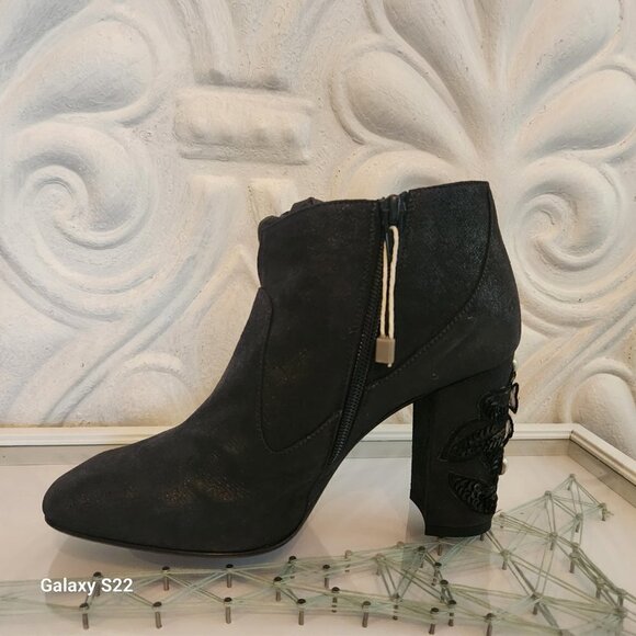 Giancarlo Paoli Black Embellished Ankle Boots. NWOT. Size 38.5 EU/ US 8 - Picture 2 of 12
